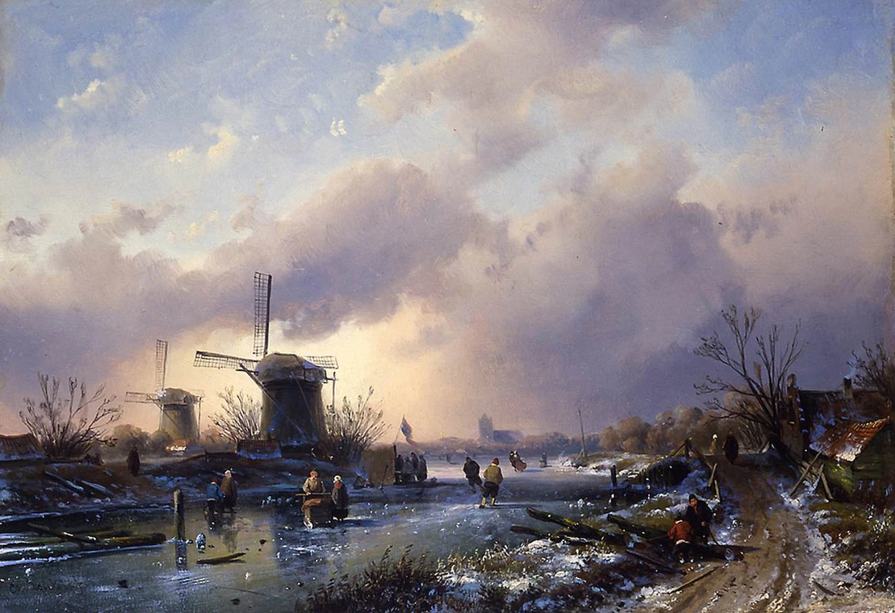 Charles Leickert - Pattinatori su uno stagno ghiacciato